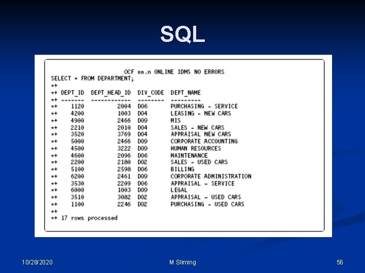 SQL 10/28/2020 M Sliming 56 