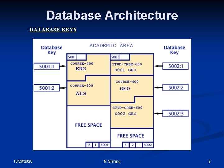 Database Architecture DATABASE KEYS 10/28/2020 M Sliming 9 