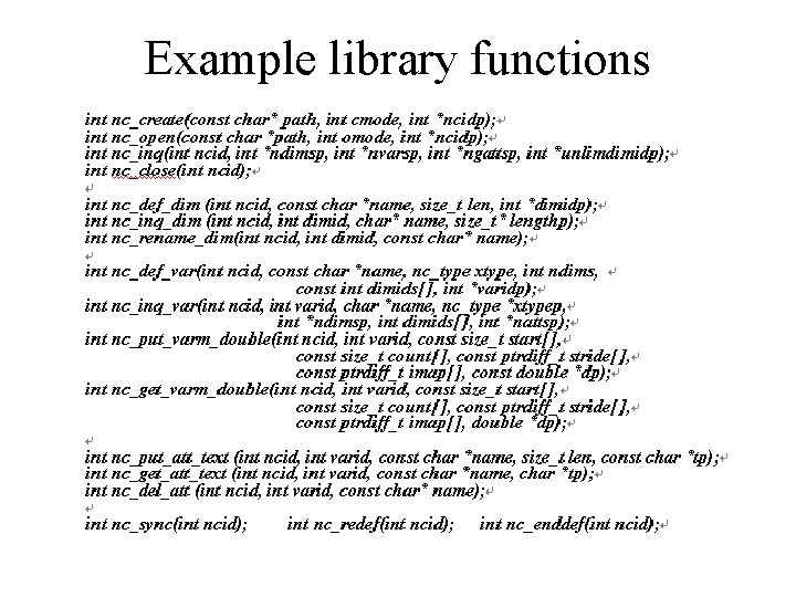 Example library functions 