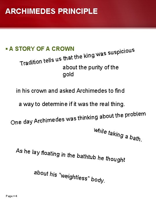 ARCHIMEDES PRINCIPLE A STORY OF A CROWN us o i c i p s