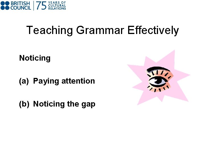 Teaching Grammar Effectively Noticing (a) Paying attention (b) Noticing the gap 