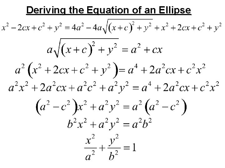 Deriving the Equation of an Ellipse 