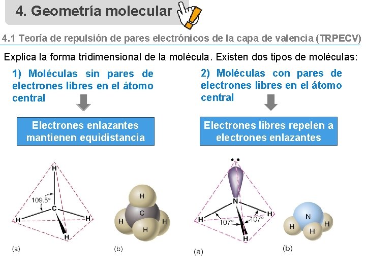 4. Geometría molecular 4. 1 Teoría de repulsión de pares electrónicos de la capa