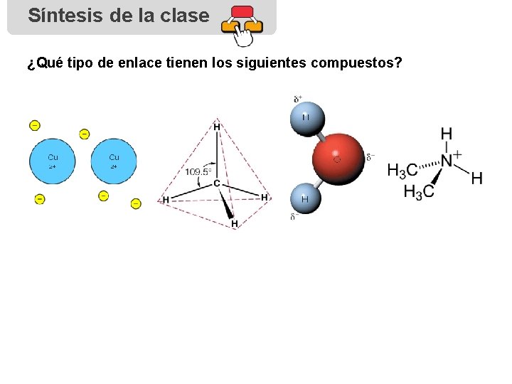 Síntesis de la clase ¿Qué tipo de enlace tienen los siguientes compuestos? 