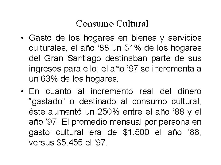 Consumo Cultural • Gasto de los hogares en bienes y servicios culturales, el año