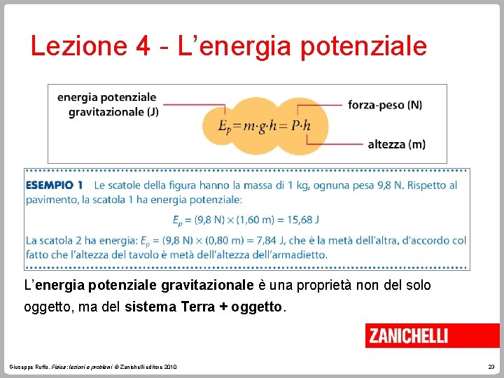 Lezione 4 - L’energia potenziale gravitazionale è una proprietà non del solo oggetto, ma Lezione 4 - L’energia potenziale gravitazionale è una proprietà non del solo oggetto, ma