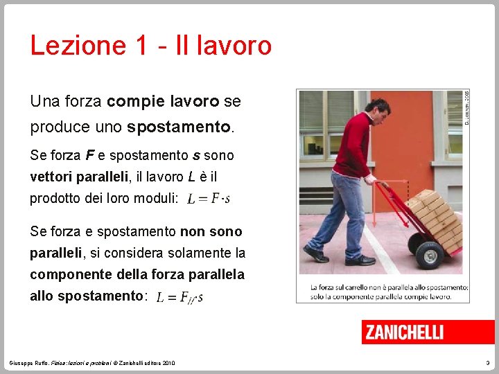Lezione 1 - Il lavoro Una forza compie lavoro se produce uno spostamento. Se Lezione 1 - Il lavoro Una forza compie lavoro se produce uno spostamento. Se