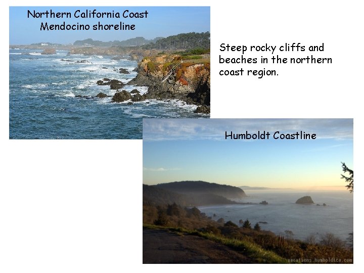 Northern California Coast Mendocino shoreline Steep rocky cliffs and beaches in the northern coast