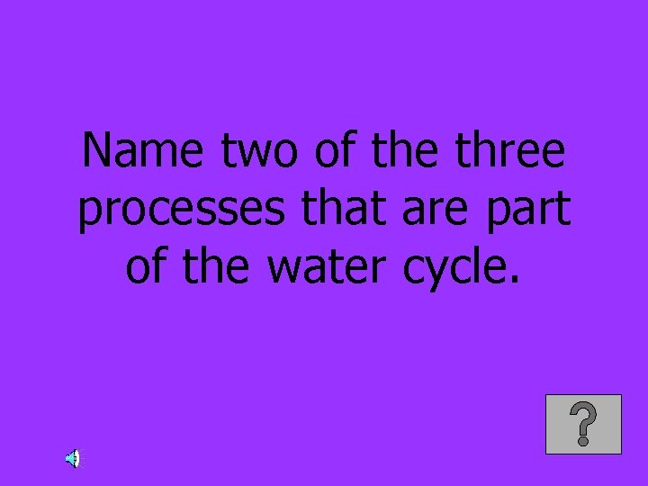 Name two of the three processes that are part of the water cycle. 