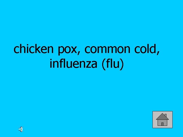 chicken pox, common cold, influenza (flu) 