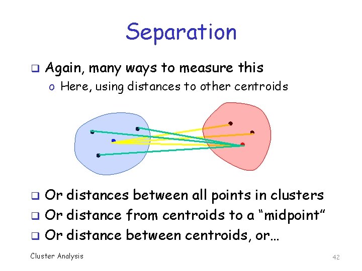 Separation q Again, many ways to measure this o Here, using distances to other