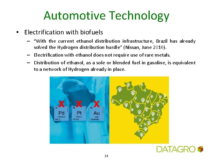 Automotive Technology • Electrification with biofuels – “With the current ethanol distribution infrastructure, Brazil