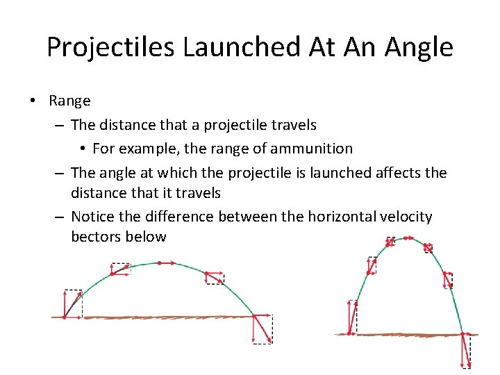 Projectiles Launched At An Angle • Range – The distance that a projectile travels