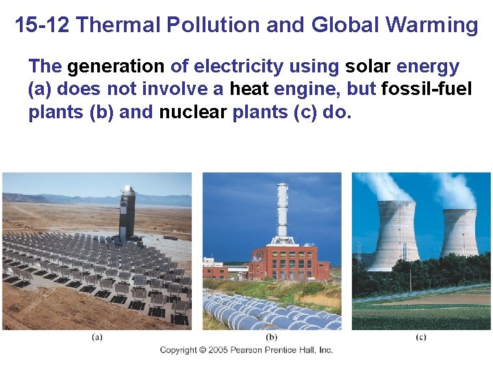 15 -12 Thermal Pollution and Global Warming The generation of electricity using solar energy