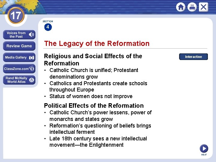 SECTION 4 The Legacy of the Reformation Religious and Social Effects of the Reformation