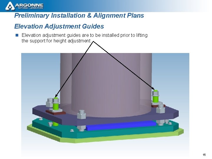 Preliminary Installation & Alignment Plans Elevation Adjustment Guides n Elevation adjustment guides are to