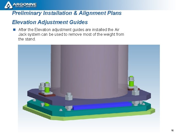 Preliminary Installation & Alignment Plans Elevation Adjustment Guides n After the Elevation adjustment guides