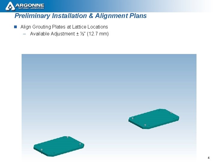 Preliminary Installation & Alignment Plans n Align Grouting Plates at Lattice Locations – Available