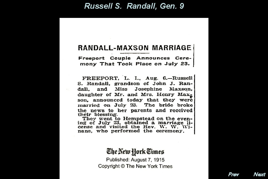 Russell S. Randall, Gen. 9 Prev. Next 