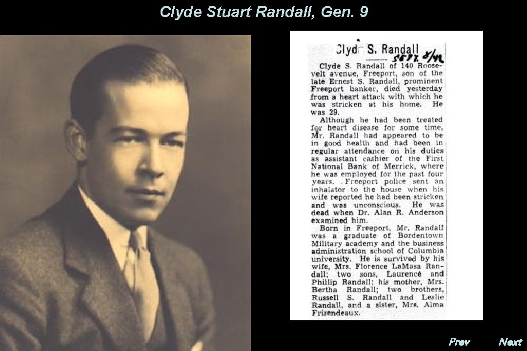 Clyde Stuart Randall, Gen. 9 Prev. Next 