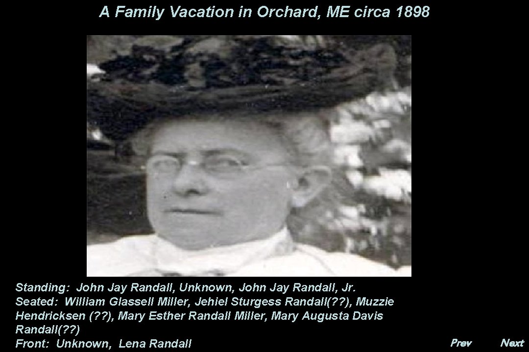 A Family Vacation in Orchard, ME circa 1898 Standing: John Jay Randall, Unknown, John