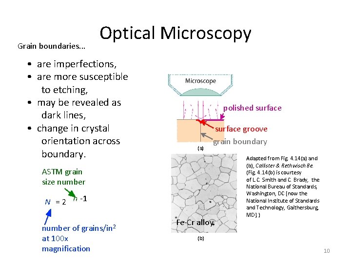 Grain boundaries. . . Optical Microscopy • are imperfections, • are more susceptible to