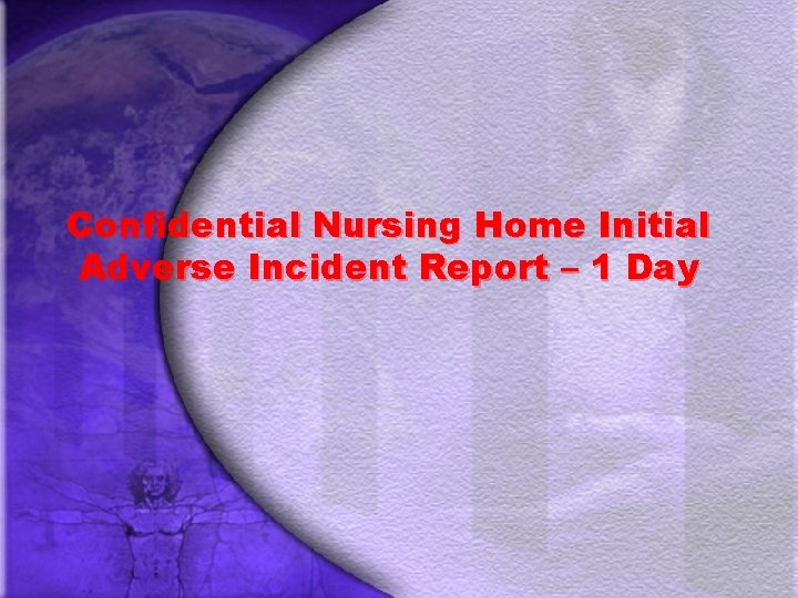 Confidential Nursing Home Initial Adverse Incident Report – 1 Day 