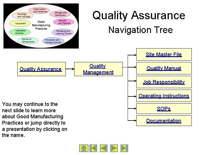 Quality Assurance Navigation Tree Site Master File Quality Assurance Quality Management Quality Manual Job