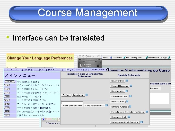 Course Management • Interface can be translated 