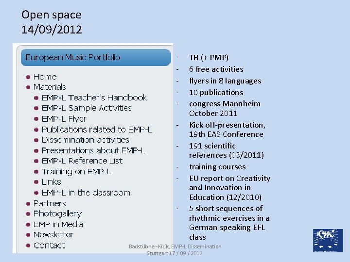 Open space 14/09/2012 - - TH (+ PMP) 6 free activities flyers in 8