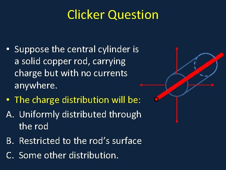 Clicker Question • Suppose the central cylinder is • a a solid copper rod,