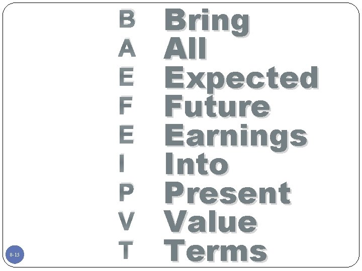 8 -15 B A E F E I P V T Bring All Expected