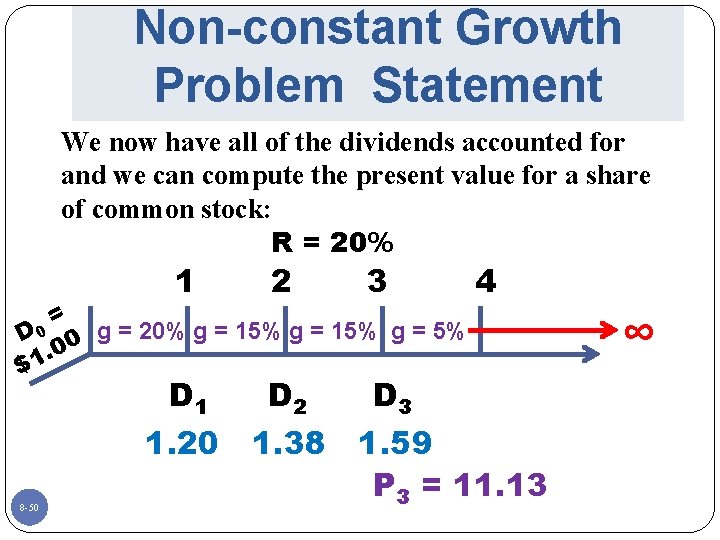 Non-constant Growth Problem Statement We now have all of the dividends accounted for and