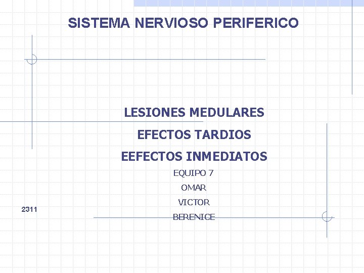 SISTEMA NERVIOSO PERIFERICO LESIONES MEDULARES EFECTOS TARDIOS EEFECTOS INMEDIATOS EQUIPO 7 OMAR 2311 VICTOR