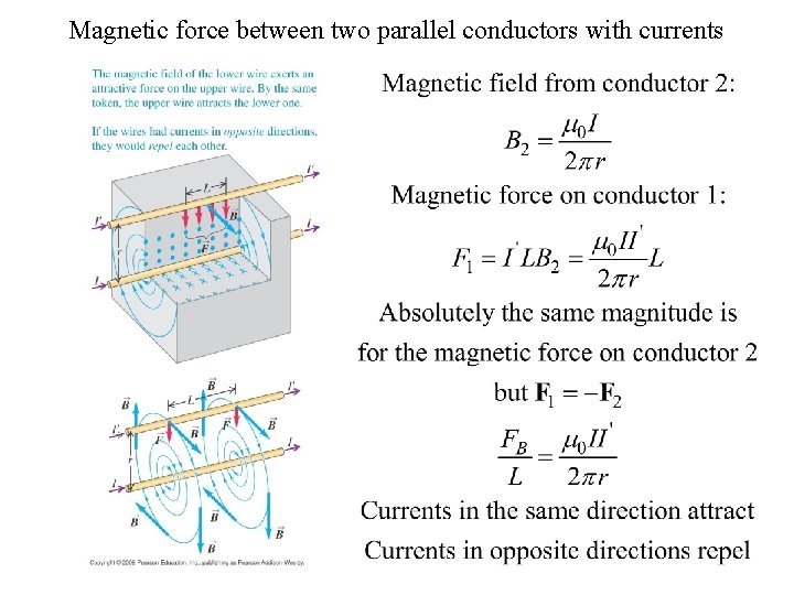 Magnetic force between two parallel conductors with currents 