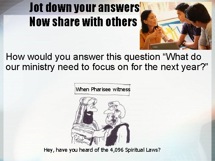 Jot down your answers in 60 secs. Now share with others How would you