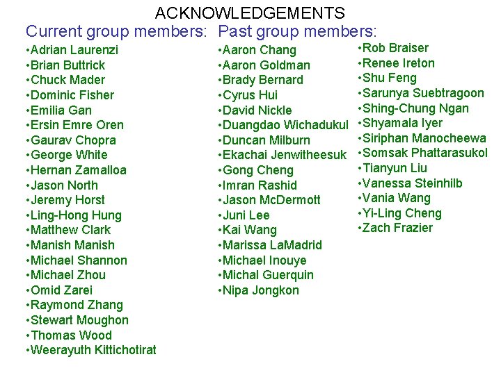 ACKNOWLEDGEMENTS Current group members: Past group members: • Adrian Laurenzi • Brian Buttrick •