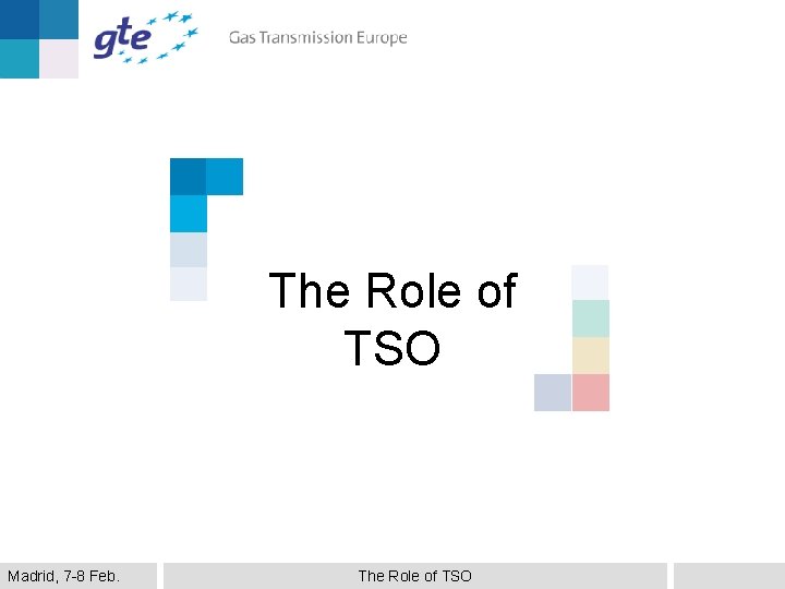 The Role of TSO Madrid, 7 -8 Feb. The Role of TSO 