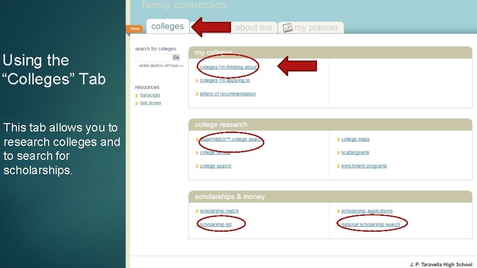 Using the “Colleges” Tab This tab allows you to research colleges and to search Using the “Colleges” Tab This tab allows you to research colleges and to search