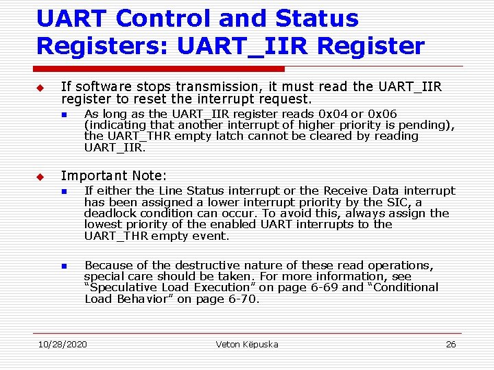Microcomputer Systems 2 Universal Asynchronous Receiver Transmitter UART