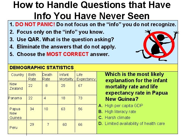 How to Handle Questions that Have Info You Have Never Seen 1. DO NOT