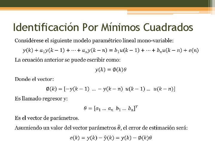 Identificación Por Mínimos Cuadrados 