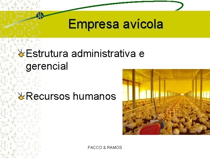 Empresa avícola Estrutura administrativa e gerencial Recursos humanos FACCO & RAMOS Empresa avícola Estrutura administrativa e gerencial Recursos humanos FACCO & RAMOS
