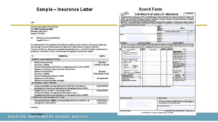 Sample – Insurance Letter Acord Form 