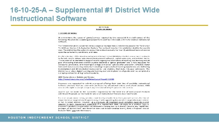 16 -10 -25 -A – Supplemental #1 District Wide Instructional Software 