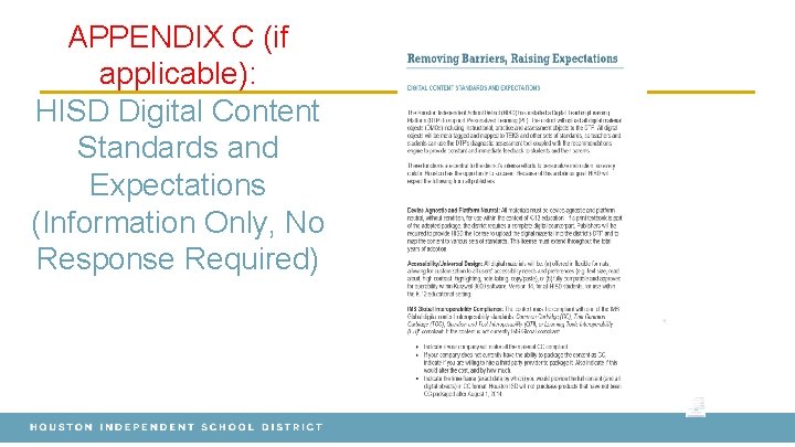 APPENDIX C (if applicable): HISD Digital Content Standards and Expectations (Information Only, No Response APPENDIX C (if applicable): HISD Digital Content Standards and Expectations (Information Only, No Response
