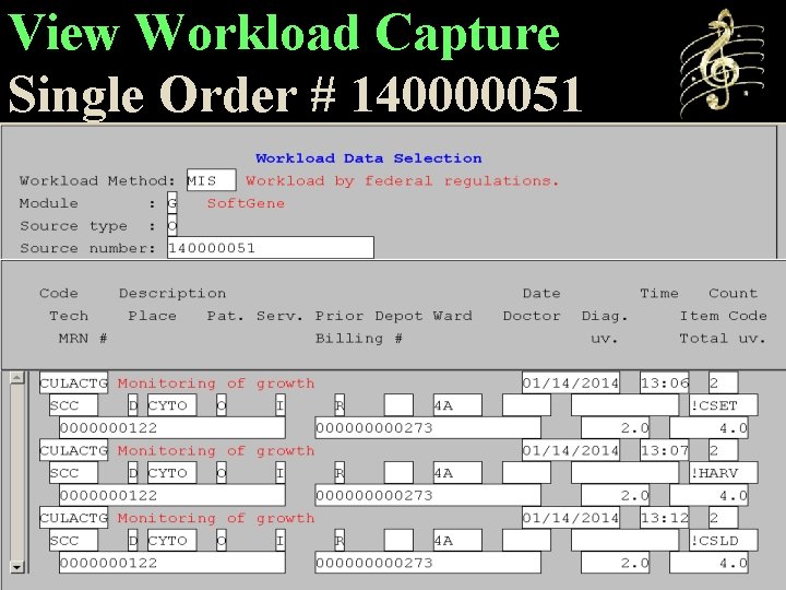 View Workload Capture Single Order # 140000051 