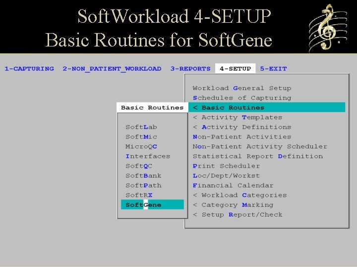 Soft. Workload 4 -SETUP Basic Routines for Soft. Gene 