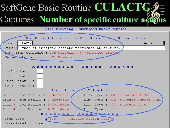 Soft. Gene Basic Routine CULACTG Captures: Number of specific culture actions 