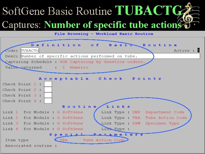 Soft. Gene Basic Routine TUBACTG Captures: Number of specific tube actions 